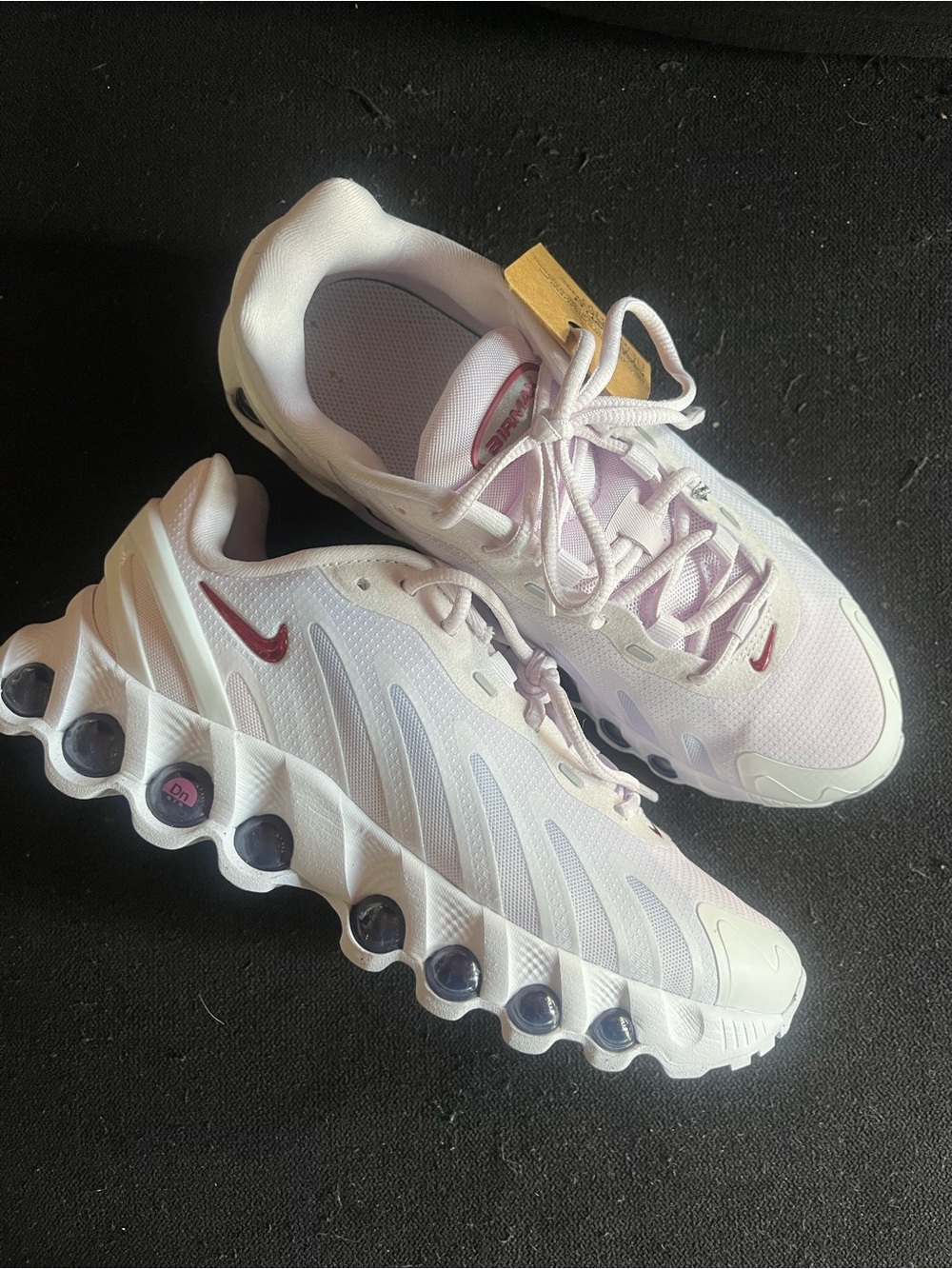 Nike Women's White Sneakers with Light Purple and Burgundy Accents